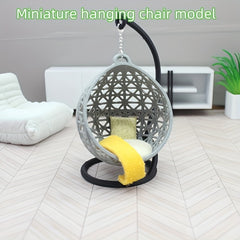 1:30 Scale Dollhouse Swing Chair with Yellow Cushion