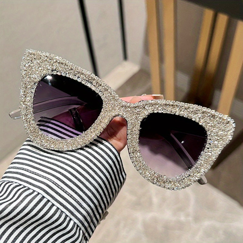 Y2K Rhinestone Cat Eye Sunglasses Bling Sun Shades UV400
