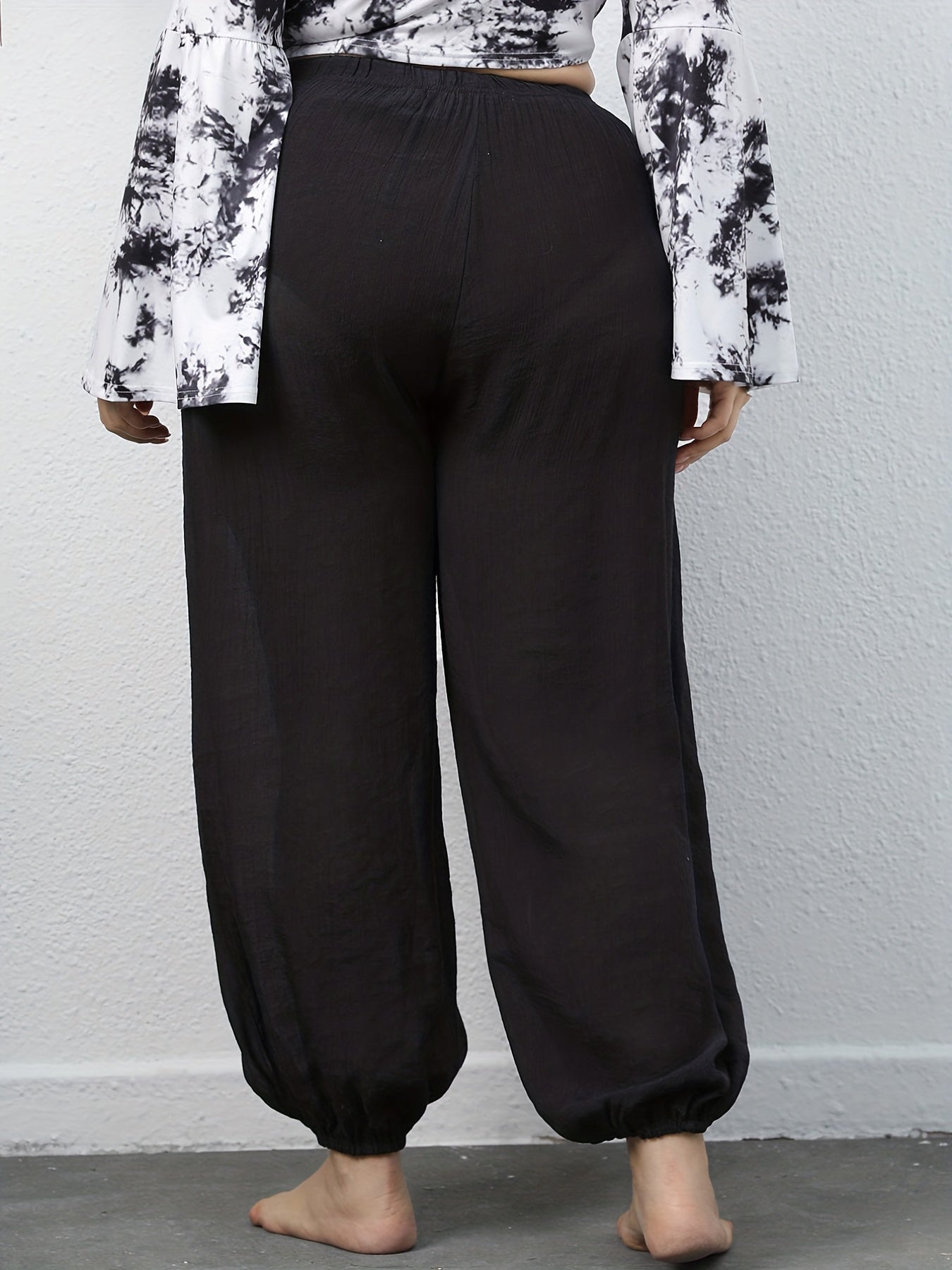  High Rise Drawstring Sweatpants Loose Fit Lantern Pants