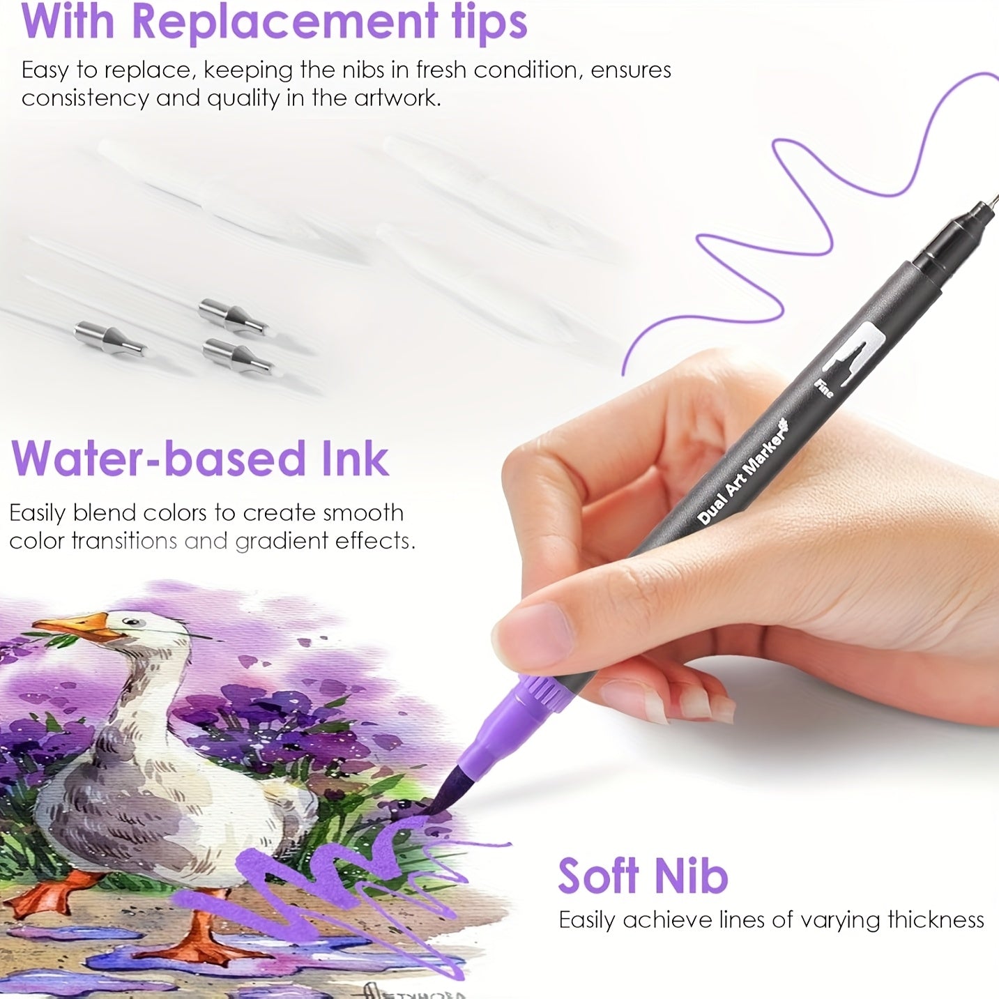 Artist Pen Set 72 Colors Dual Brush Art Markers