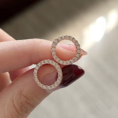 925 Silver Circle Hoop Drop Earrings with Zircon Studs