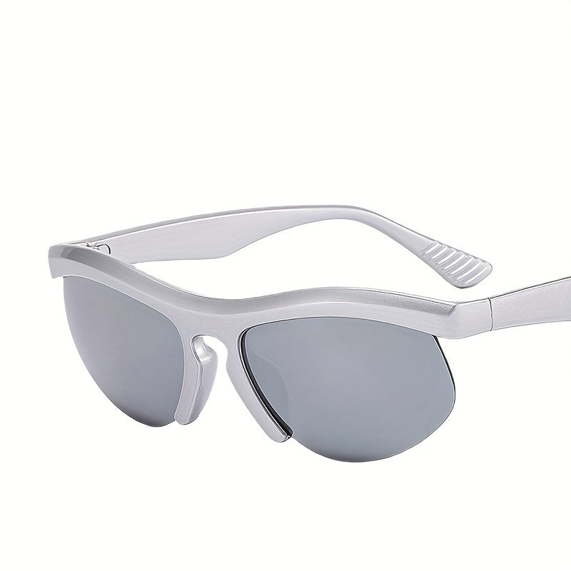 Y2K Semi Rimless Sunglasses Hip Hop Block Anti Glare UV400