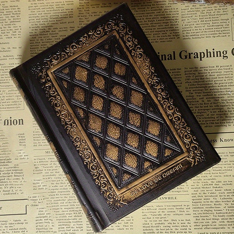 Vintage PU Leather Gospel Book Relief Bible Journal Antique Travel