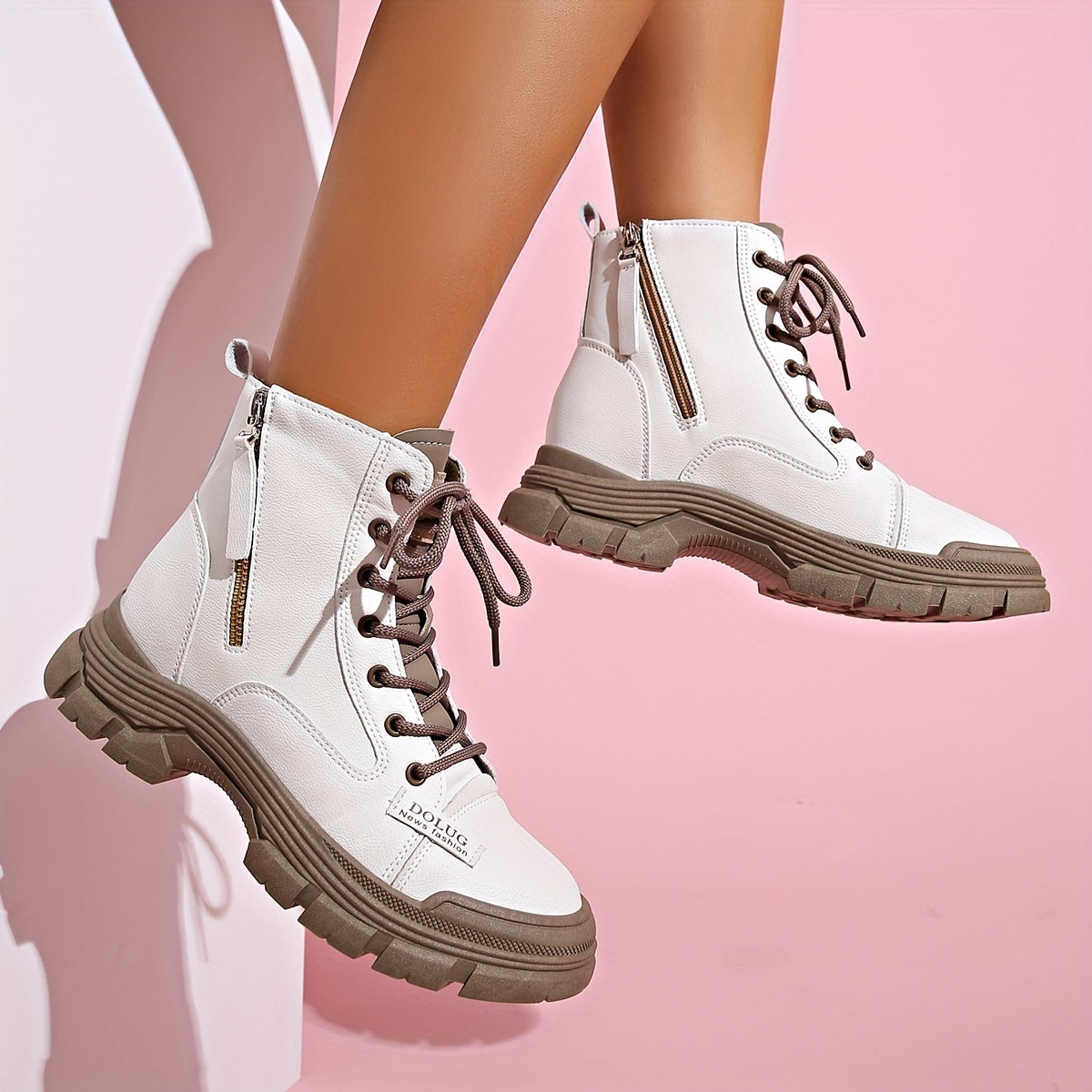 Women's Lace Up Outdoor Boots Thick Bottom Shoes