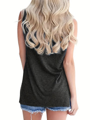 Letter Print Crew Neck Tank Top for Summer