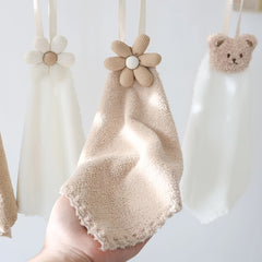 Absorbent Hanging Hand Towel - Soft Polyester - Neutral Colors