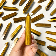 Yellow Tiger Eye Crystal Tower 6 inch Natural Healing Point Obelisk