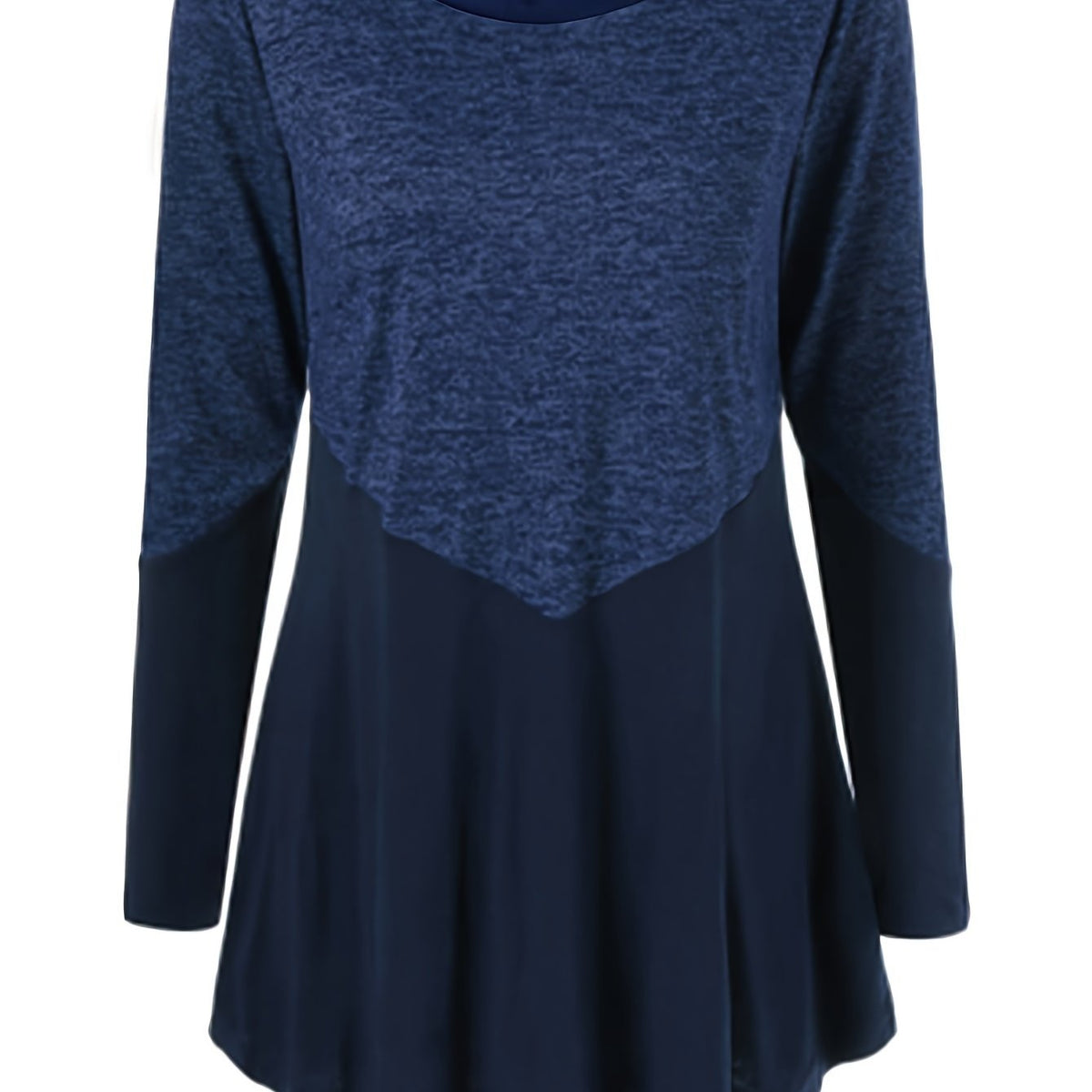  Casual Dress Women's Plus Colorblock Long Sleeve Round Neck Dress