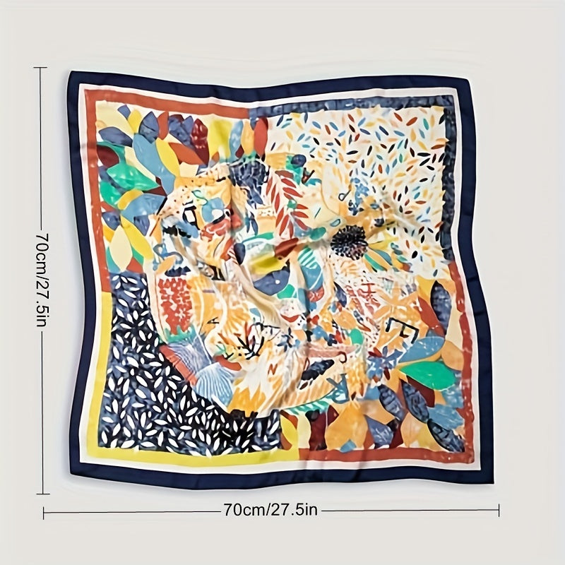 Boho Graphic Square Scarf Classic Satin Neckerchief Silk Bandana Head Wraps