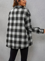  Plaid Button-Up Blouse