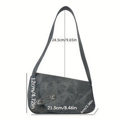 Vintage Flap Shoulder Bag Retro PU Underarm Bag Women's Casual Grunge Handbag