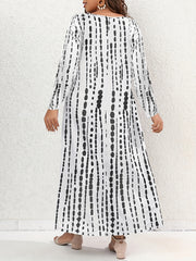  Striped Long Sleeve High Stretch Dress