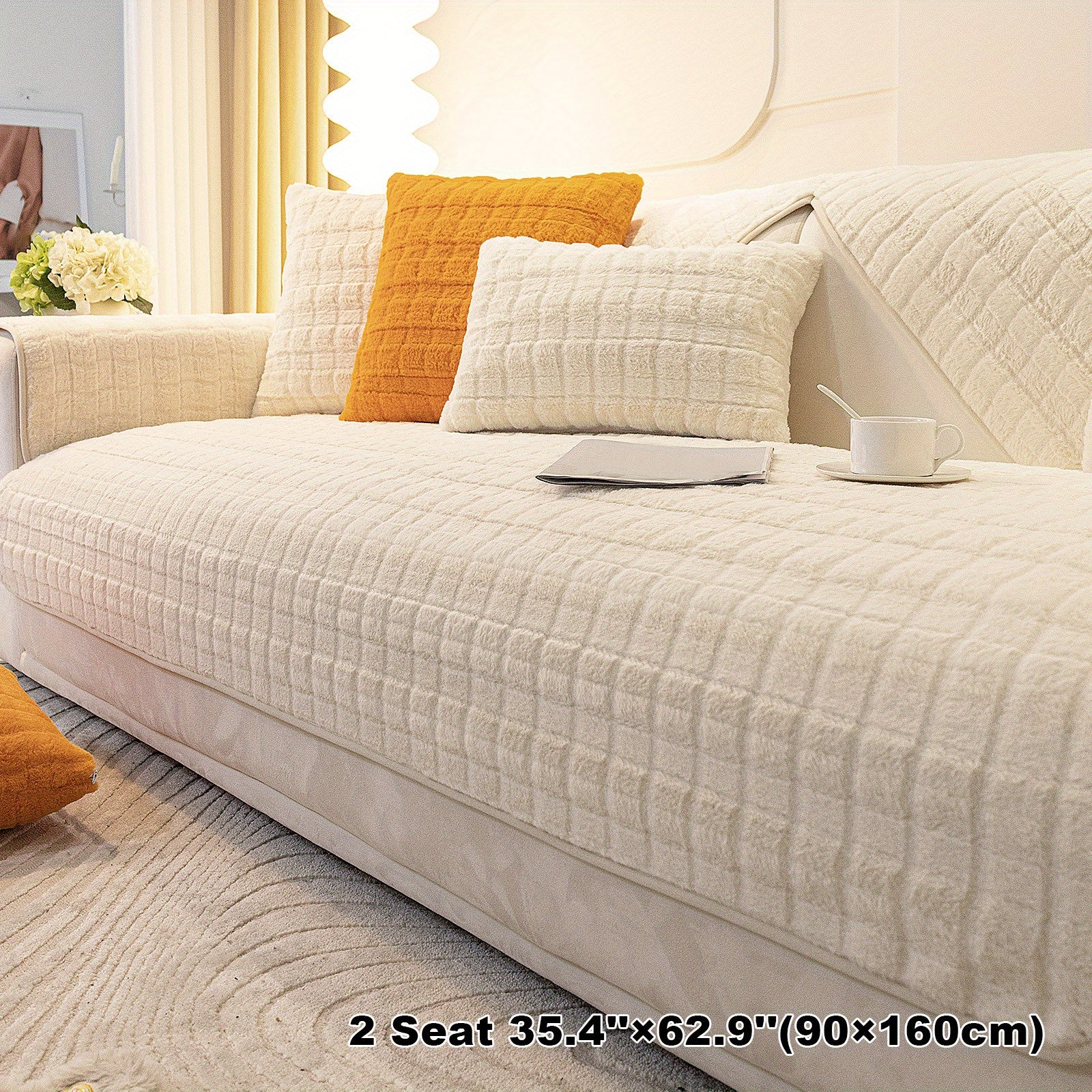 Rabbit Plush Sofa Slipcover Thick Furniture Protector