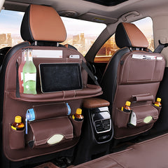 Car Back Seat Storage Bag Organizer with Tissue Box & Cup Holder