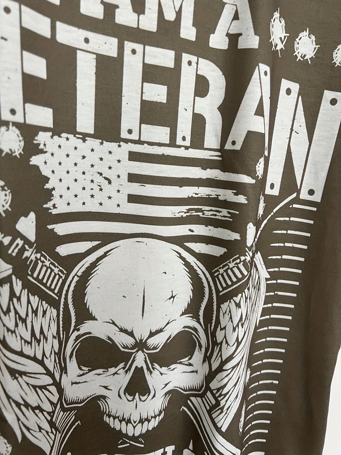Men's Skull Print Tee Casual Comfy Crew Neck T-shirt