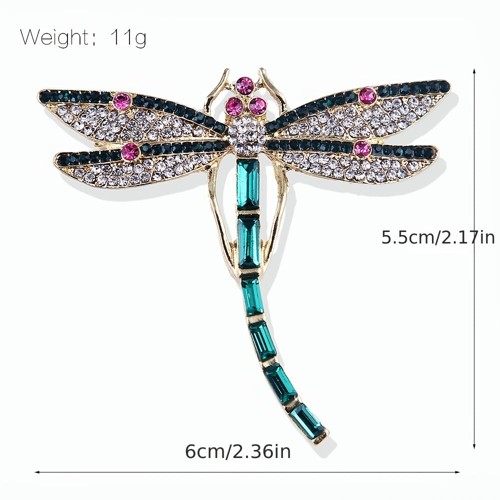 Vintage Green Enameled Dragonfly Brooch Pin