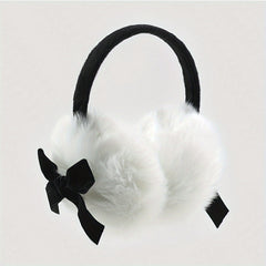 Festive Bow Earmuffs Soft Faux Fur Hand Wash Perfect Fit Suede