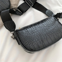 Crocodile Embossed Shoulder Bag with Coin Bag - Stylish Crossbody Bag