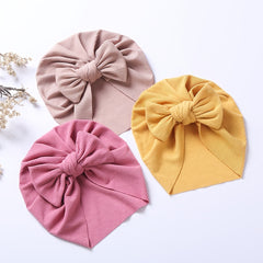 Newborn Infant Bow Decor Head Wrap Beanie Hat Turban Headband Headwear