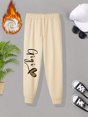  Leopard Print Fleece Joggers Elastic High Rise Pants