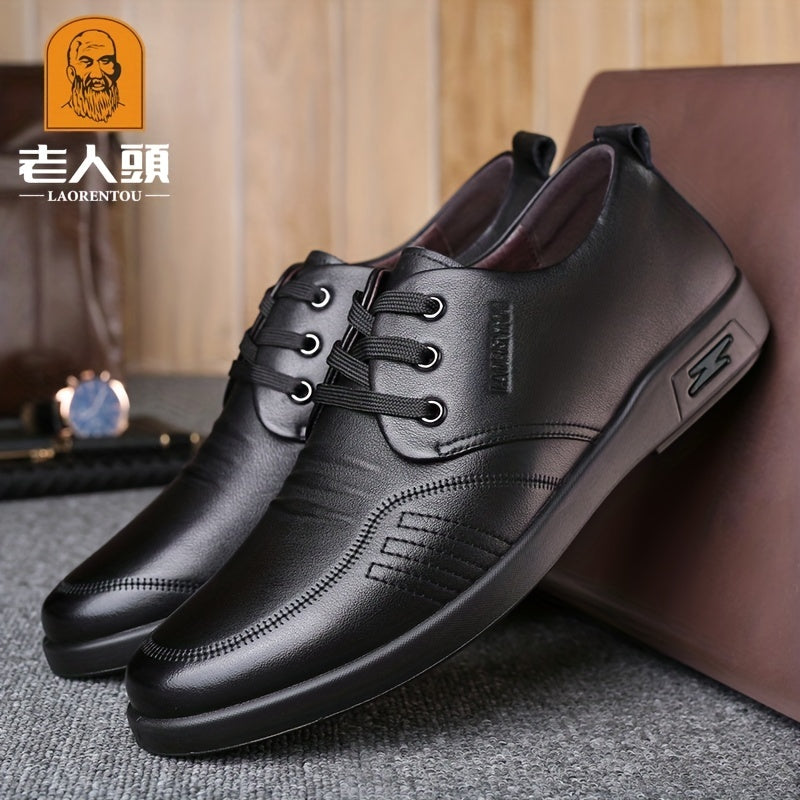 LAORENTOU Men's Leather Dress Shoes Non Slip Lace up Formal Shoes