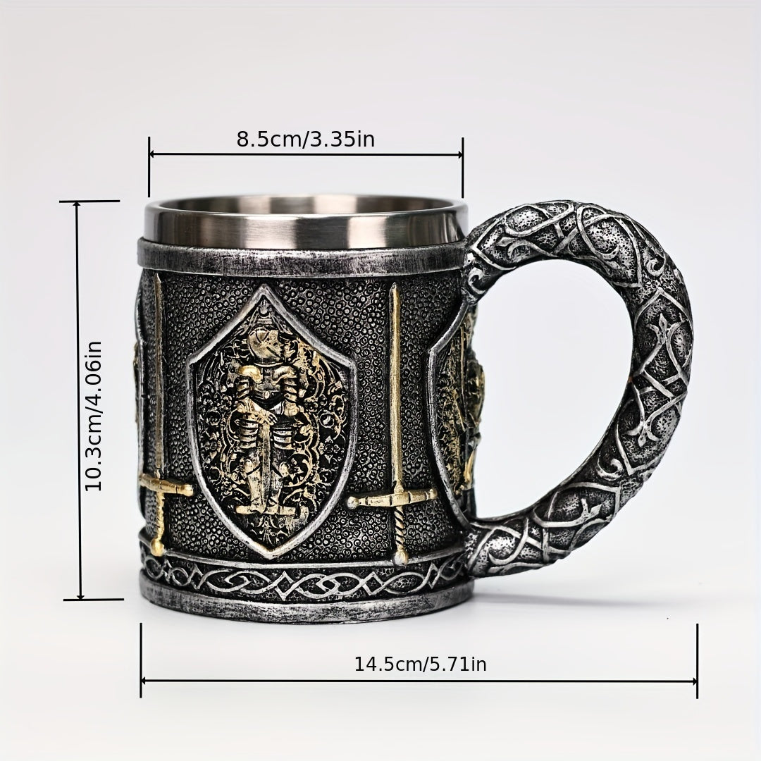 Medieval Warrior Stainless Steel Mug Castle Armor Insulated Coffee Cup
