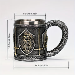 Medieval Warrior Stainless Steel Mug Castle Armor Insulated Coffee Cup