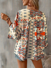  Boho Blouse Women's Floral Print Tunic Top