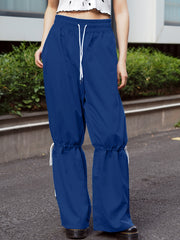  Drawstring Wide Leg Trousers - High Rise Elastic Waist