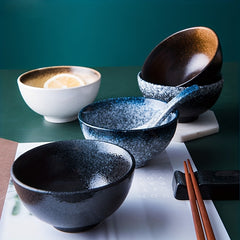 4pcs Japanese Retro Ceramic Bowl for Dessert Snack Fruit