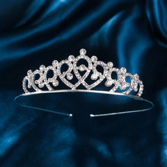 Silver Tiara Rhinestone Crown Hair Accessory Girls Party Decor