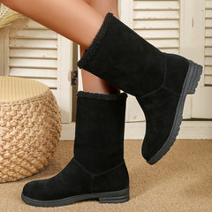 Furry Round Toe Snow Boots Plush Lined Thermal Fall Winter Shoes