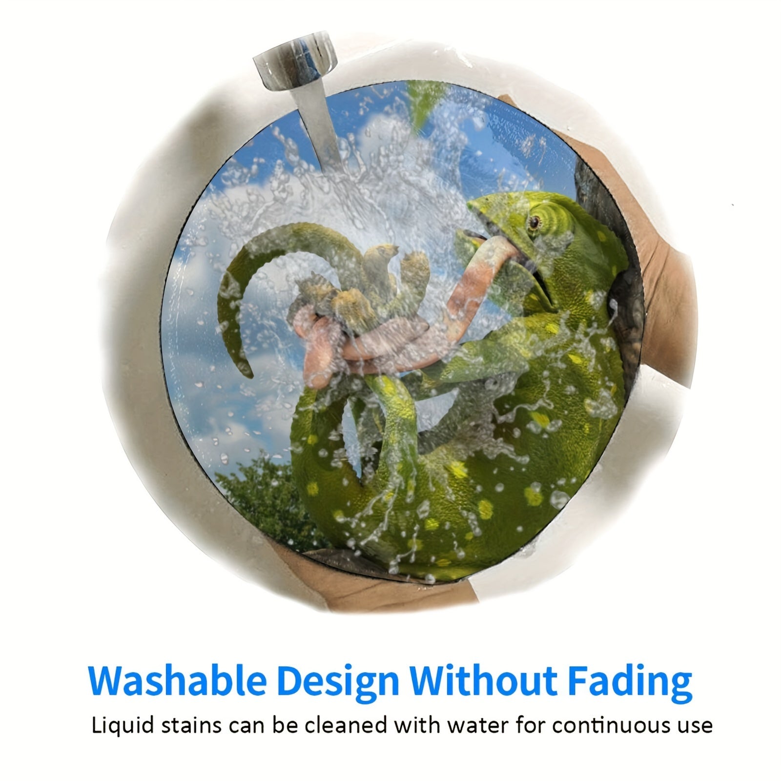 Chameleon Patterned Circular Stitched Edge Mouse Pad - Office Home