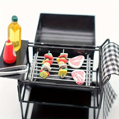 Mini BBQ Grill Model for Dollhouse Metal Outdoor Scene Decor