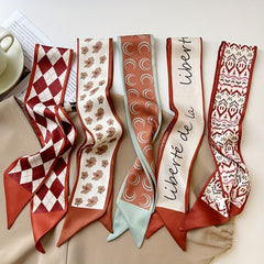 Red Retro Silk Like Scarf Hair Band Women's Hair Tie Headwear