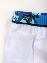 Sketch Style Boat Palm Tree Flower Swim Trunk Men s Pants Swimwear