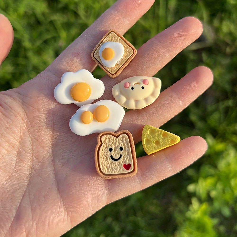 Cheese Egg Bread Sponge Resin Shoe Charms - DIY Sandals Slippers Accessories