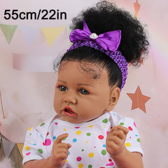 Realistic 55 Reborn Baby Doll African American Newborn Vinyl Material