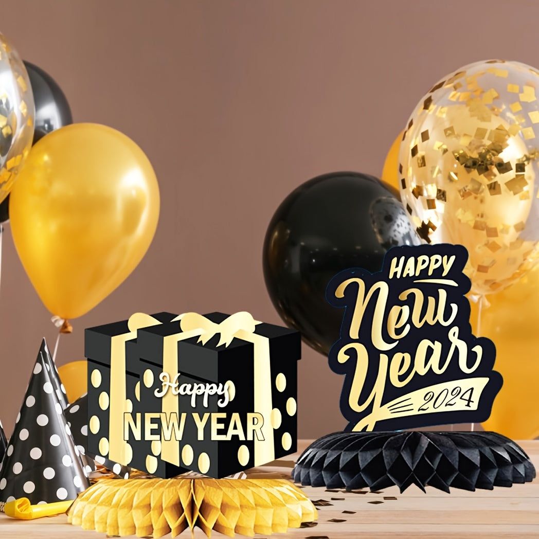 9pcs Golden Years Honeycomb Decorations Party Supplies 3D Table Topper