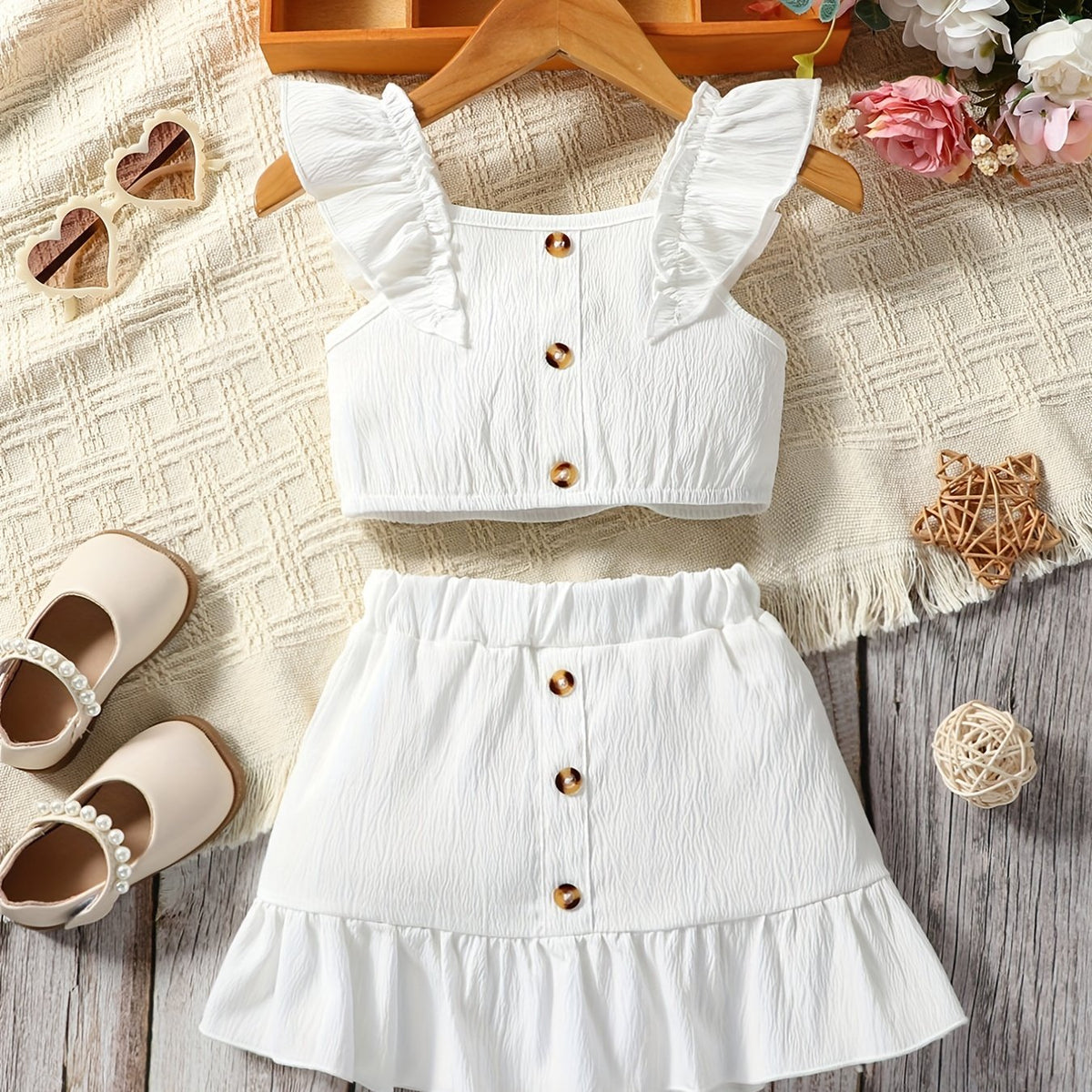 Baby Girl Ruffle Sleeve Top & Puffy Skirt Set
