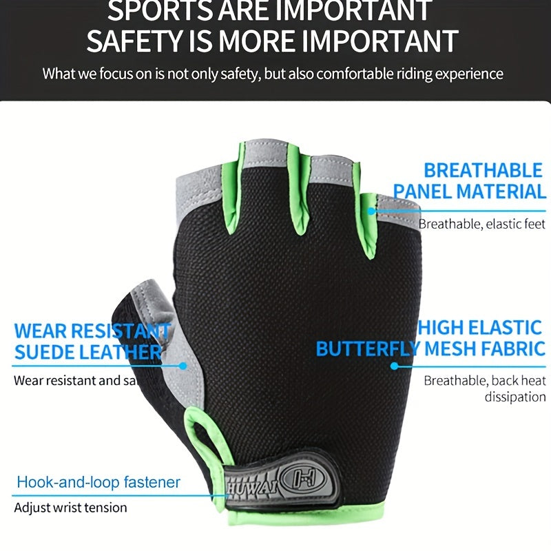 Anti Shock Windproof Fingerless Gloves - for Biking Climbing Weightlifting