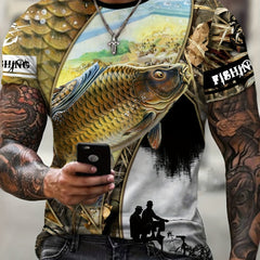 Carp 3D Print Men's Block T Shirt