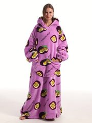 Sherpa Fleece Oversized Hooded TV Blanket Women's Passion Fruit Nightgown