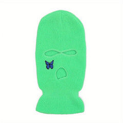 Butterfly Embroidery Y2K Balaclava Solid Ski Mask Hip Hop Knitted Mask