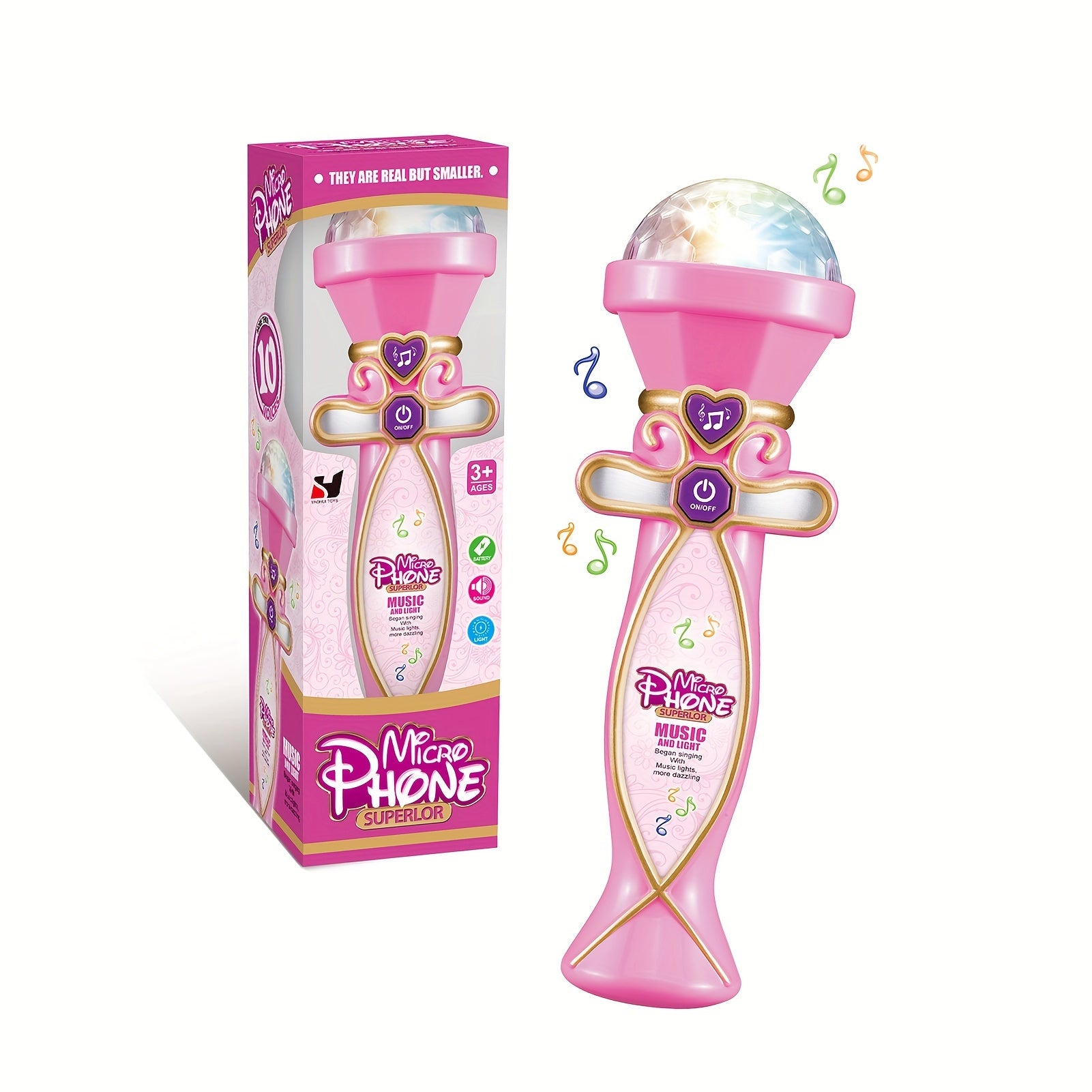 Kids Handheld Microphone with Colorful Lights - Gift for Girls