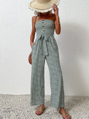 Boho Ditsy Floral Off Shoulder Jumpsuit