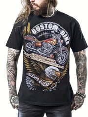 Motorcycle Eagle 3D Print Men's Short Sleeve Tee Stylish Summer Shirt