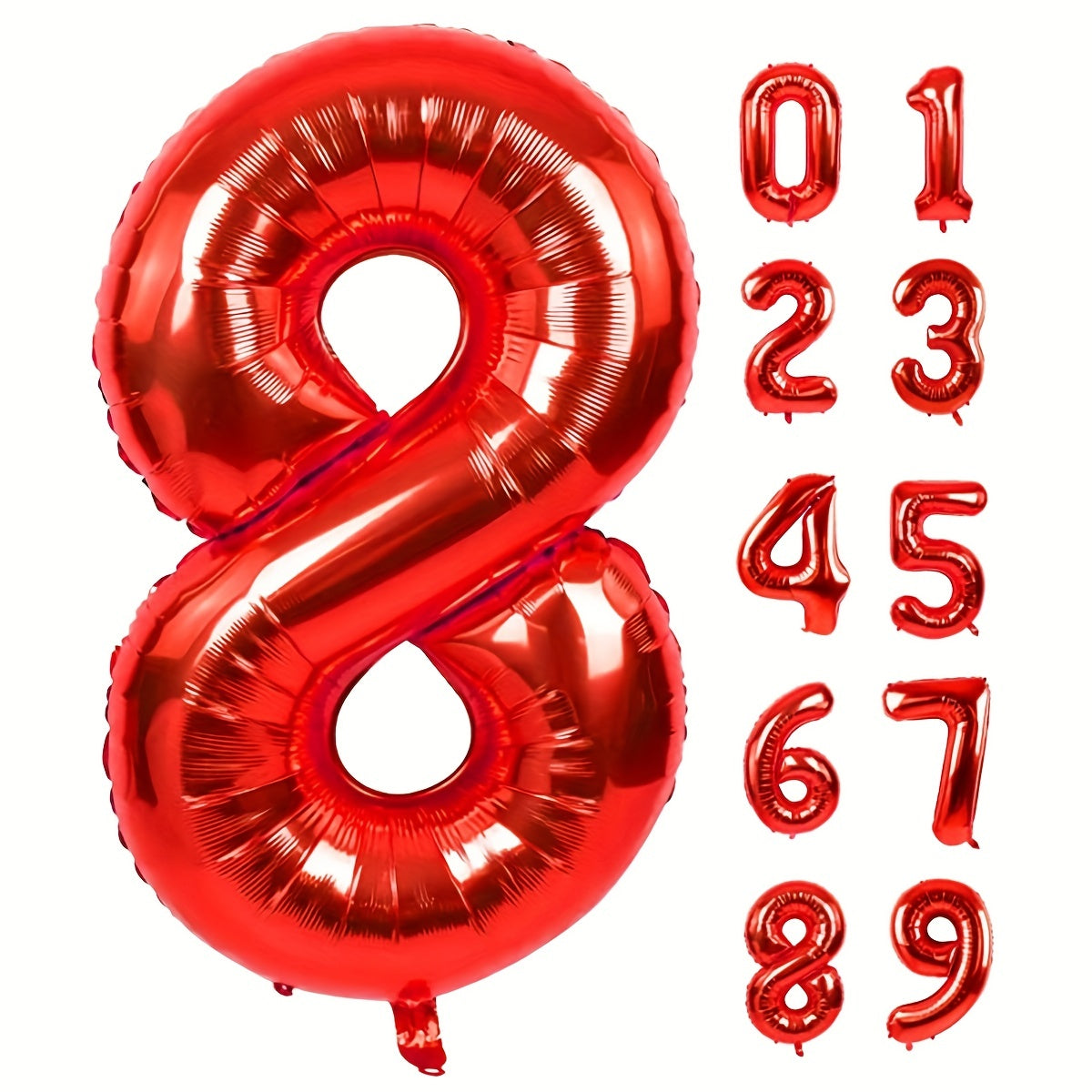 Large Red Number 0-9 Balloons for Birthday Party