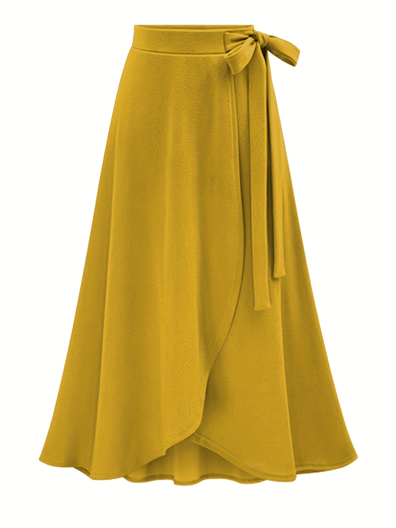  Solid Side Knot Layered Maxi Skirt with Slight Stretch