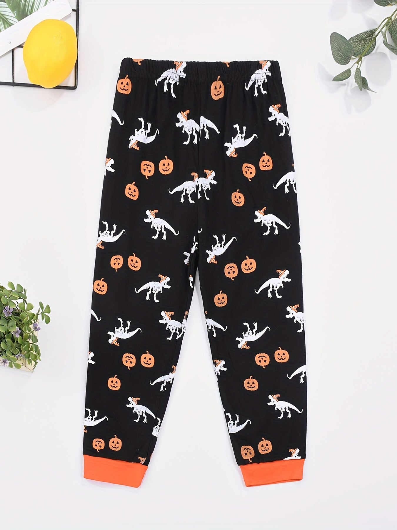 Halloween Pumpkin Print Boys Casual Pants